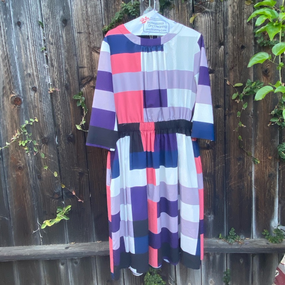 Long sleeve checkered dress